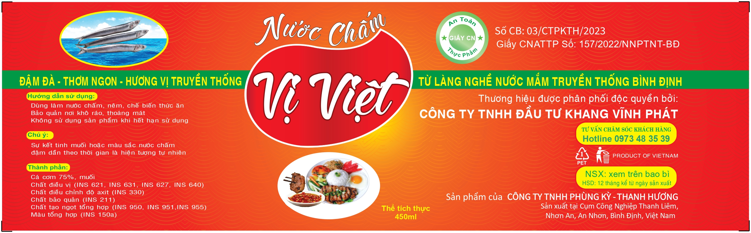 Nhãn NƯỚC CHẤM - 65x212 mm